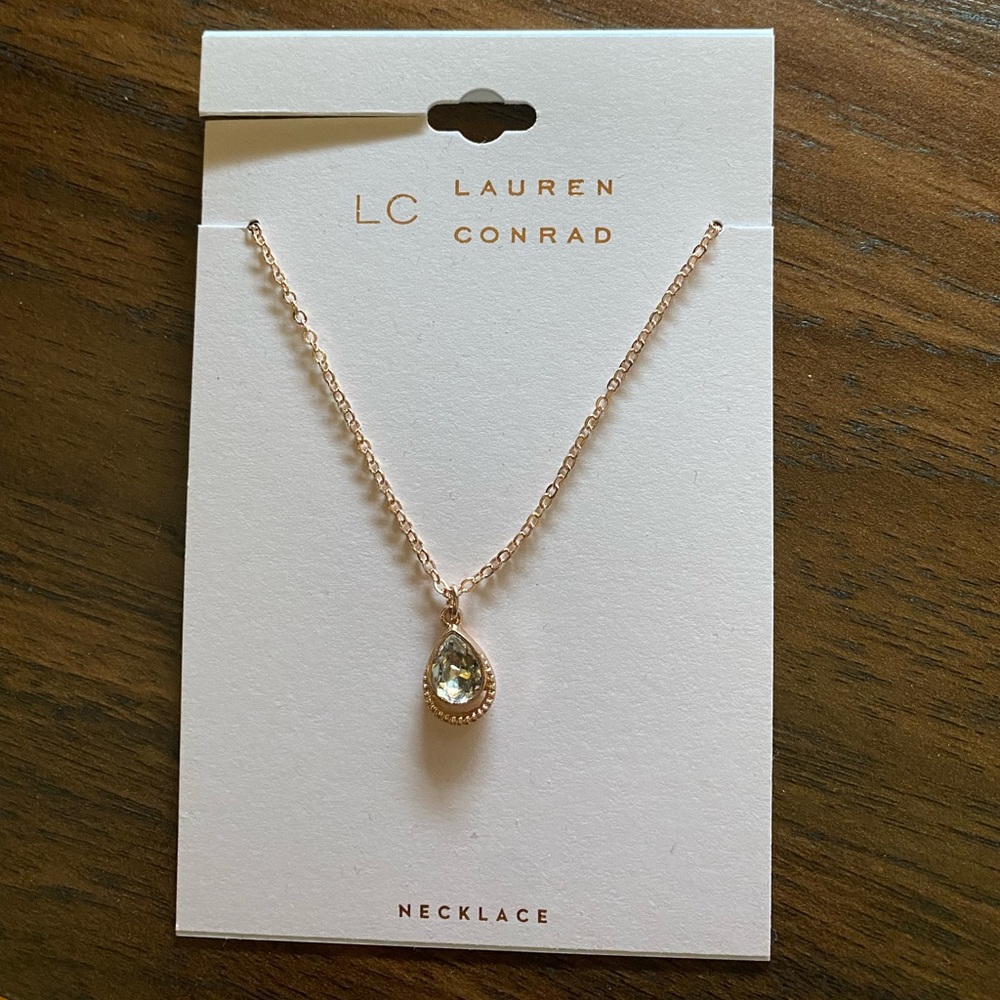 Lauren Conrad Teardrop Pendant Necklace in Rose Gold
